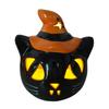 Halloween Ceramic Cat Pumpkin Figurine Carved Cat Pumpkin Tabletop Tealight Candle Holder for Indoor Home Party Decor