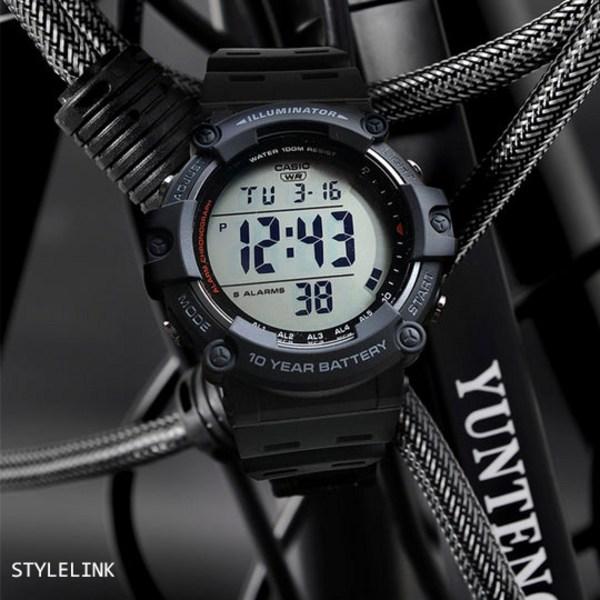 Casio 10-year Battery Big Size Diver Military Watch Waterproof Electronic Wristwatch + Genuine Case and Korean Manual, Black