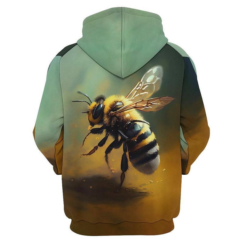 Cute Bee Pattern Hoodies Fashion Spring Autumn Mens Funny 3D Printed Long Sleeve Hoodie Casual Oversized Harajuku Pullovers