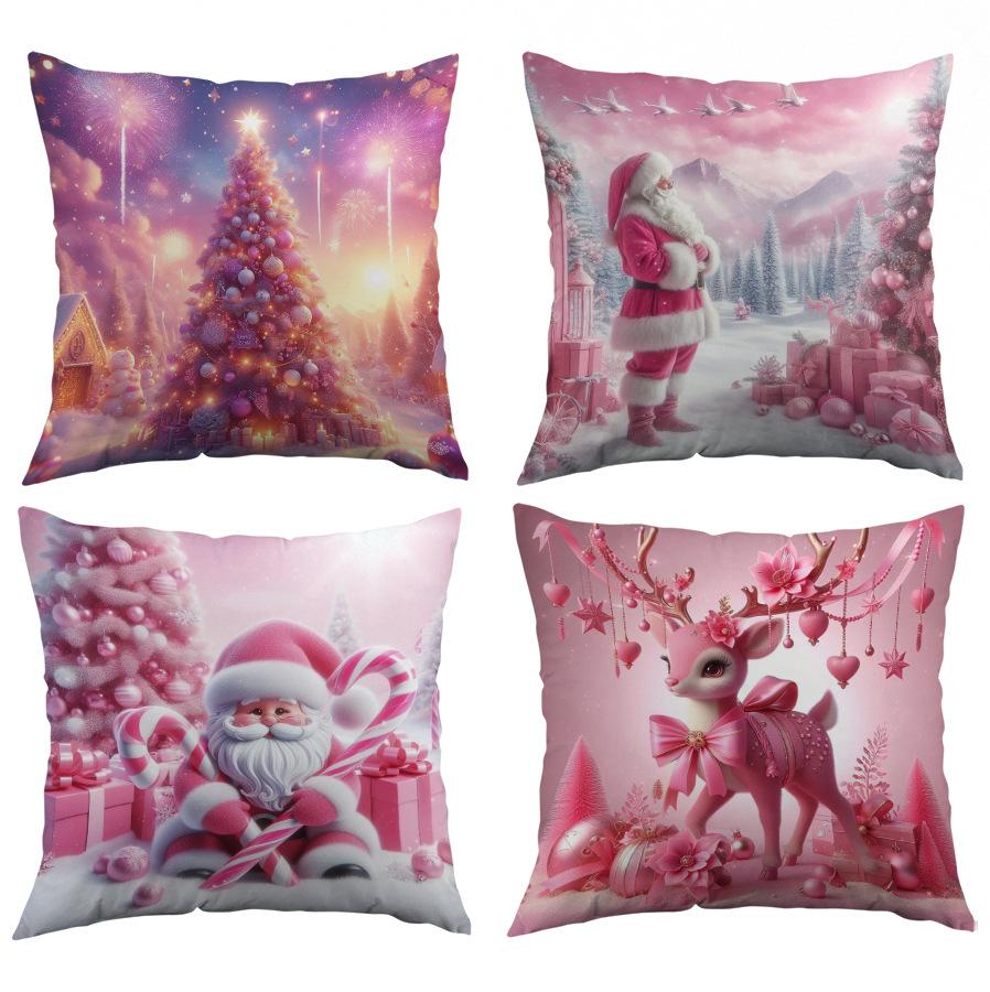 New Christmas Pillow Cover Polyester Christmas Tree Print Home Cushion Cover Living Room Sofa Cushion Cover
