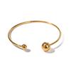 Uworld Minimal Double Meteorite Bangle Gold Plated Stainless Steel Cuff  Silver Color Solid Metal Ball Bracelet Perfect Gift