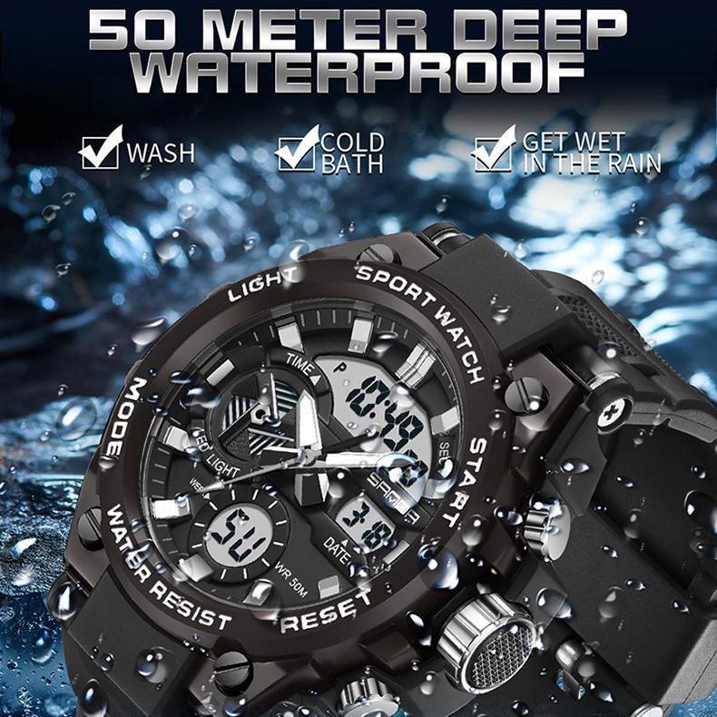 SANDA Fashion Trend Military Style Male Students and Teenagers Multi-functional Luminous Waterproof Electronic Watch