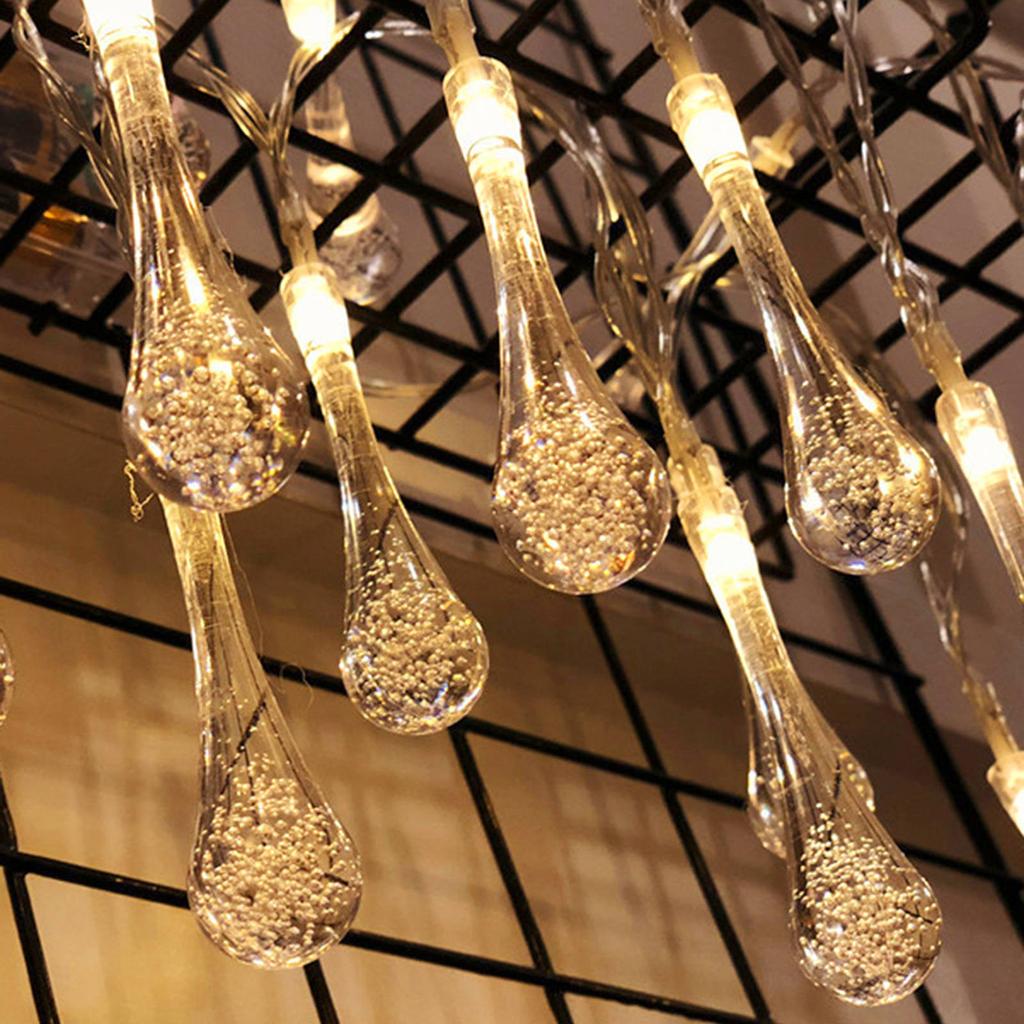 3 метра 20 светодиодных гирлянд с каплями воды, солнечная водонепроницаемая декоративная лампа на батарейках, дождевые огни для патио, двора, дерева, свадьбы, декора для рождественской вечеринки