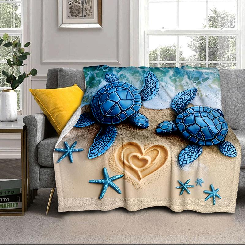 Ocean Love Turtles Blanket Flannel Blanket for bed, sofa, Camping, Hiking, Picnic Essentials, gift for family Fan gifts