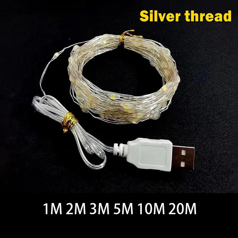 10-секционная гирлянда из разноцветных светодиодных сказочных огней с питанием от USB на гибкой медной проволоке для Рождества, свадеб и вечеринок