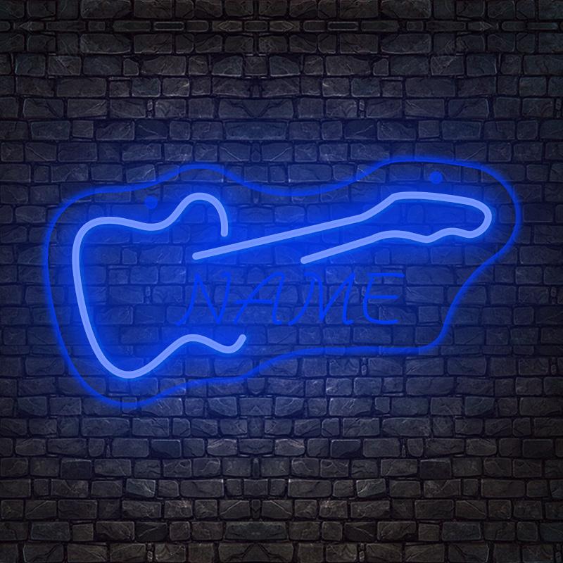 Custom Guitar Neon Sign - USB Powered LED Wall Decor, Push Button Control, Wall Hanging for Studio/KTV/Band/Bar/Man Cave/Bedroom