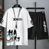 Set for Men T Shirt Men's Summer Leisure Suit Trend Printing Short Sleeve T-shirt Plus Size Shorts Outdoor Two-piece Suit