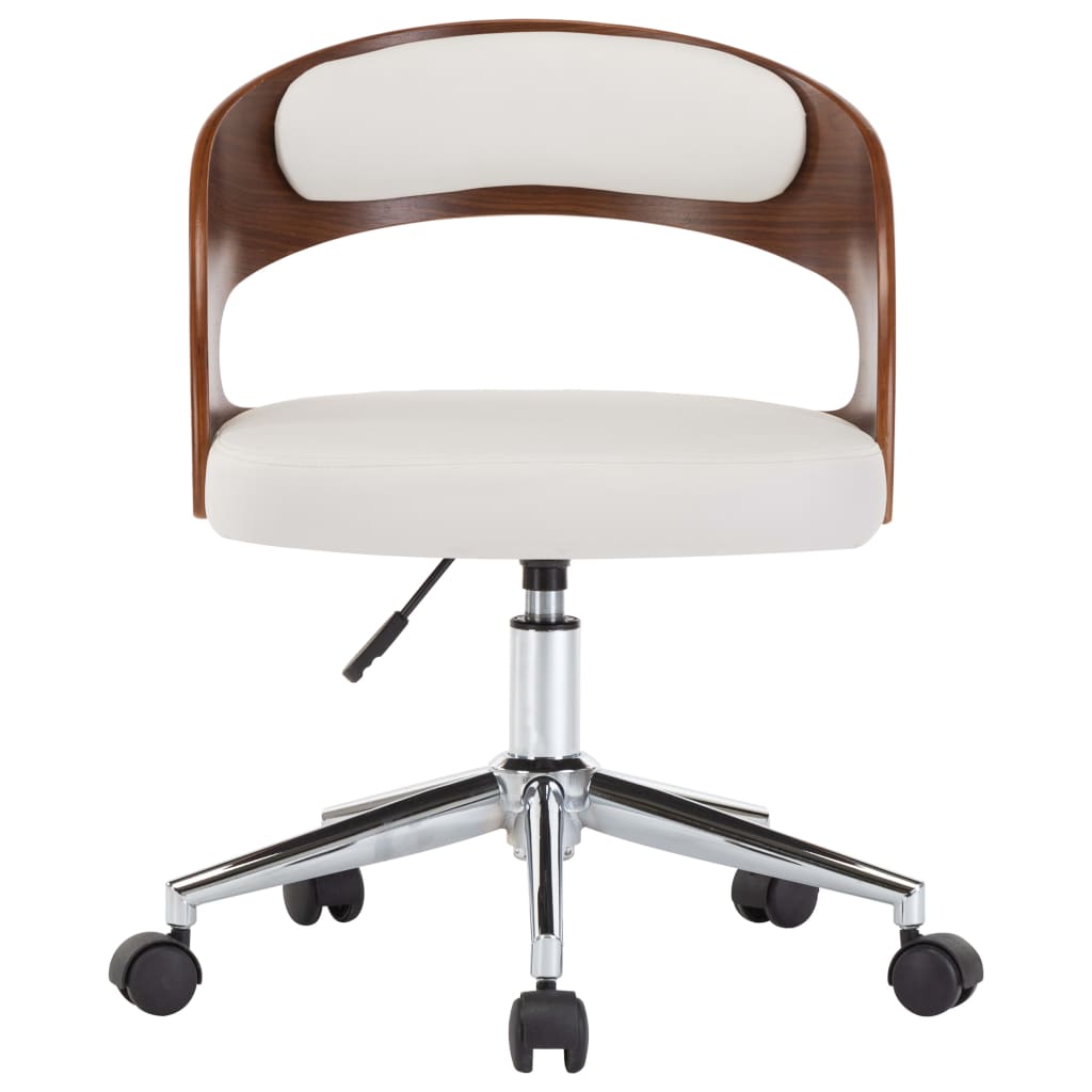 Dining Chair Swivel White Bentwood and Faux Leather