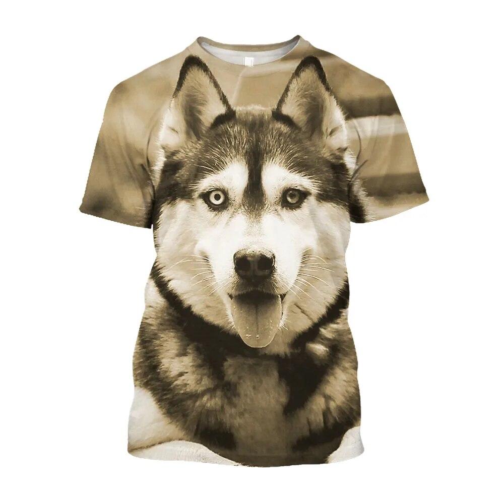 Russia Siberian Husky Printed T-shirts Cute Dog Casual Graphic T Shirt For Men Harajuku Fashion Clothing T-shirt