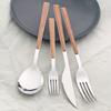 4 шт. золотой набор столовых приборов из нержавеющей стали, посуда с деревянной ручкой, глянцевый нож, вилка, ложка, набор кухонных столовых приборов в западном стиле