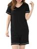 JANJAM Plus Size Loungewear with Cups and Size LL Women's Two-Piece Set T-Shirt Shorts, Black,