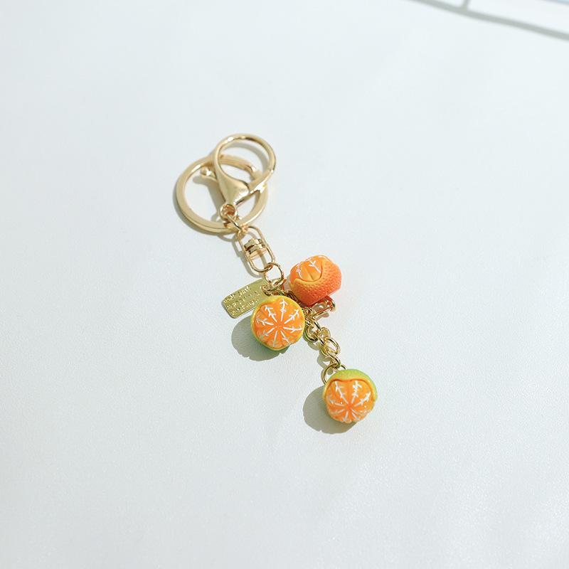 Простой маленький оранжевый брелок для ключей, имитация трехмерного оранжевого цвета, подвеска для наушников, чехол для мобильного телефона, аксессуары