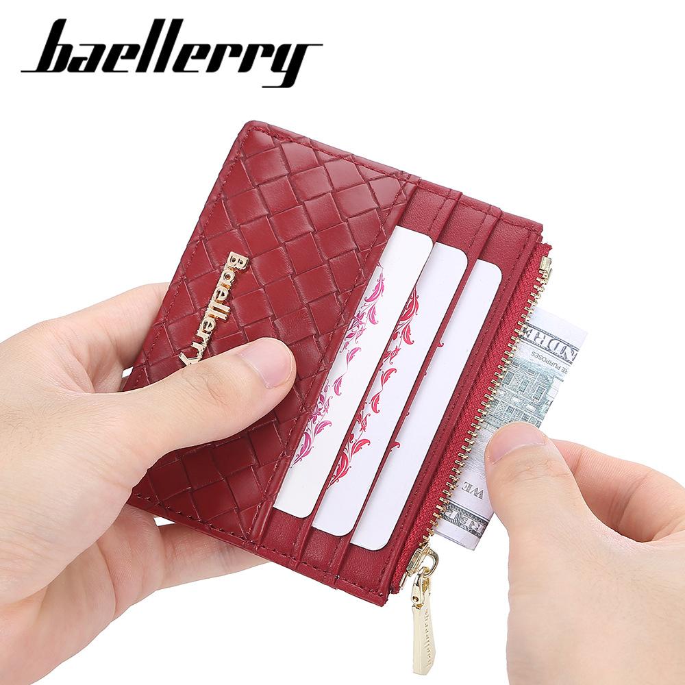 Женский короткий кошелек Baellerry плетеный узор кошелек маленький кошелек для монет модный держатель для карт кошелек на молнии из ПУ кожи сумка для карт