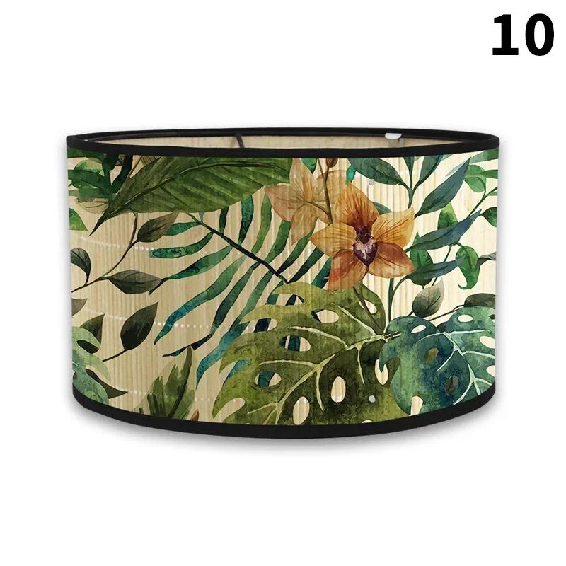 E27 Винтажные абажуры с цветочным принтом из бамбука ручной работы, чехол для лампы для бара, кафе, настенный светильник, люстра для домашнего декора