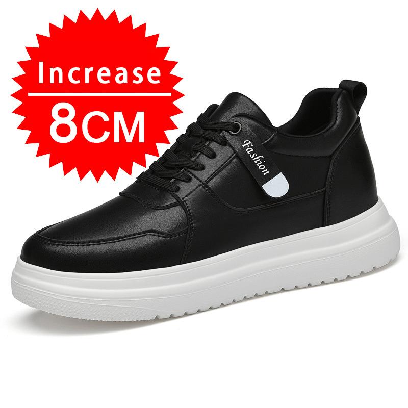 Мужские кроссовки, обувь с лифтом, увеличивающая рост стелька, обувь на высоком каблуке 7-8 см, спортивная обувь из натуральной кожи