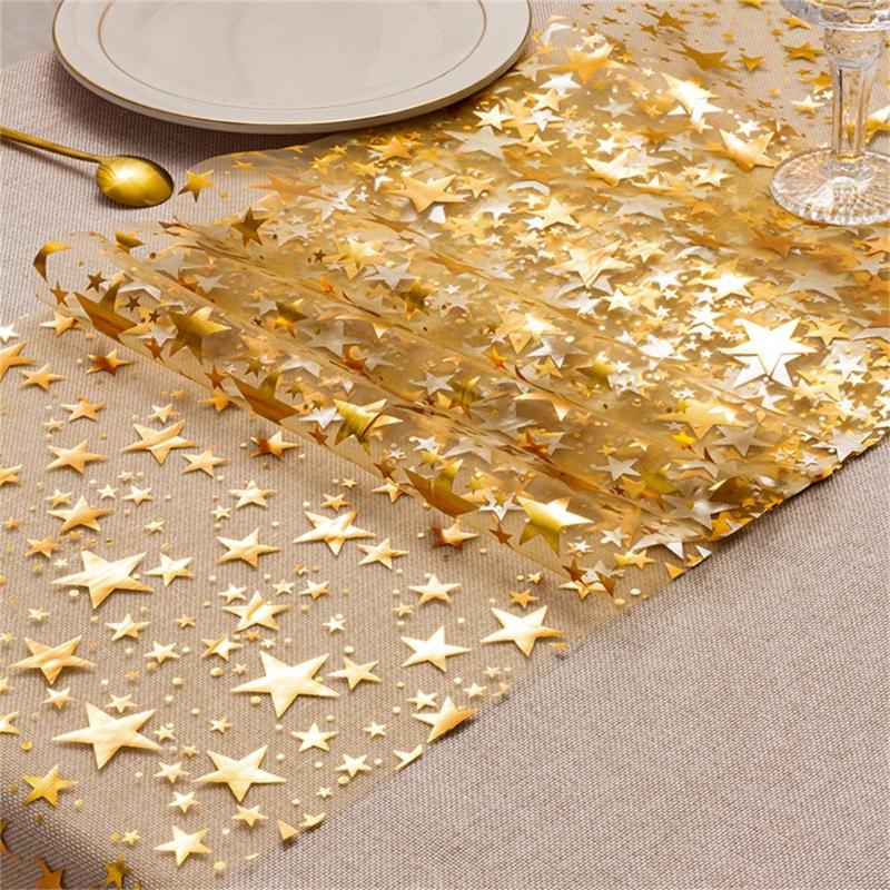 Gold Star Designs 5M Table Cover Polyester Fabric for Wedding Birthday Party and Holiday Table Setting Decoration
