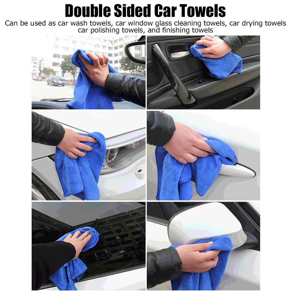 3pcs Super Absorbent Microfiber Car Towels Double Sided Car Wash Cleaning Cloth Car Washing