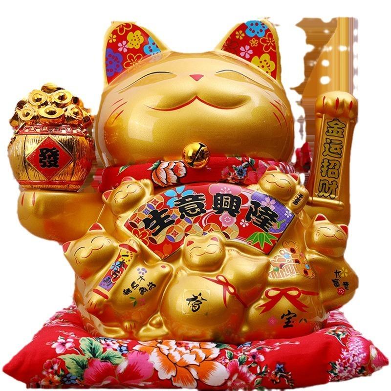 Золотая Ручная Удачная Кошка Магазин Украшений Открывается Бизнес Процветающий Керамический Автоматический Ручной Удачливый Кот