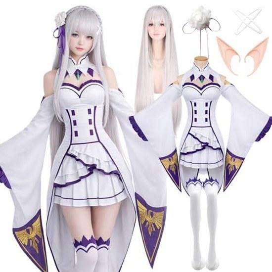 Парик Milky Time в комплекте Косплей ReZero Emilia Starting Life Another World Хэллоуин горничная эльф