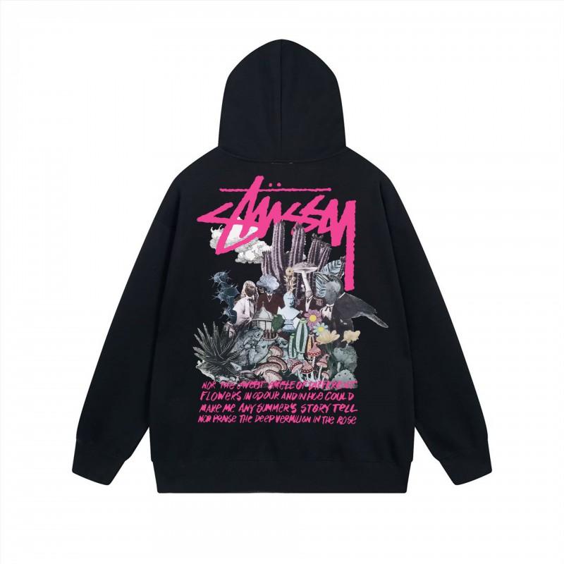 Mens Hooded Zip-Up Sweatshirt With Letter Print Loose Fit Cotton Pullover Winter Daily Wear