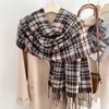 1116 autumn and winter new imitation cashmere scarf women's warm thickened outer shawl student plaid simple scarf wholesale