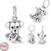 Animal Collection Dangle 925 Sterling Silver Pave Monkey Charm Beads Fit Original  Bracelet DIY Jewelry Making For Women