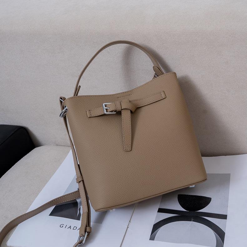 Genuine Leather Bucket Bag Versatile Shoulder Bag High-end Casual Crossbody Bag