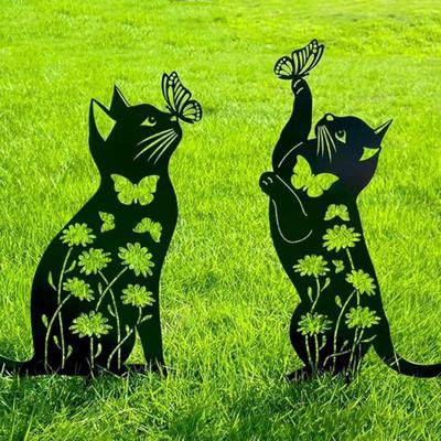 Металлический садовый колышек на Хэллоуин Черный Сасквоч Кошка Собака Патио Садовый Знак Уличная Силуэтная Статуя для Сада Двора Патио Газон Декор