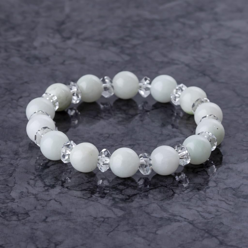 13см Итоигава Натуральный Жадеит Белый с Японским Национальным Дзёмон Камнем Силы Жадеитовая Мастерская Специальный Качество Гарантировано Дерево Павловния ABR0901 (8мм