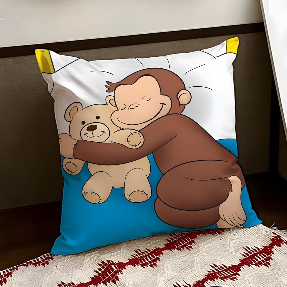 Anime CCurious GGeorge Cushion Cover Reversible Soft Durable Pillow Cover Home Car MultiScene Use for Daily Comfort
