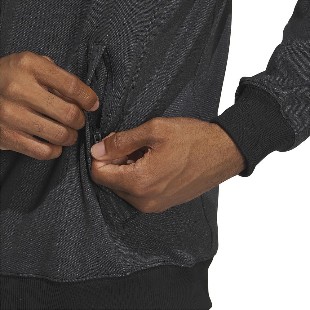 Adidas Regular Fit Aero Lady Denim Track Black Size 24/7 Jacket, JSY35, Men's, (IS5161), J/S