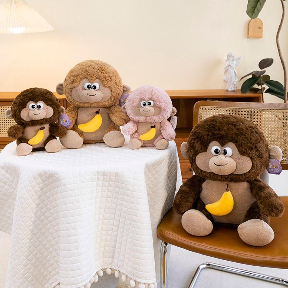 Super Soft Plush Monkey Toy Pull-out Banana Monkey Stuffed Animals  Car Decor