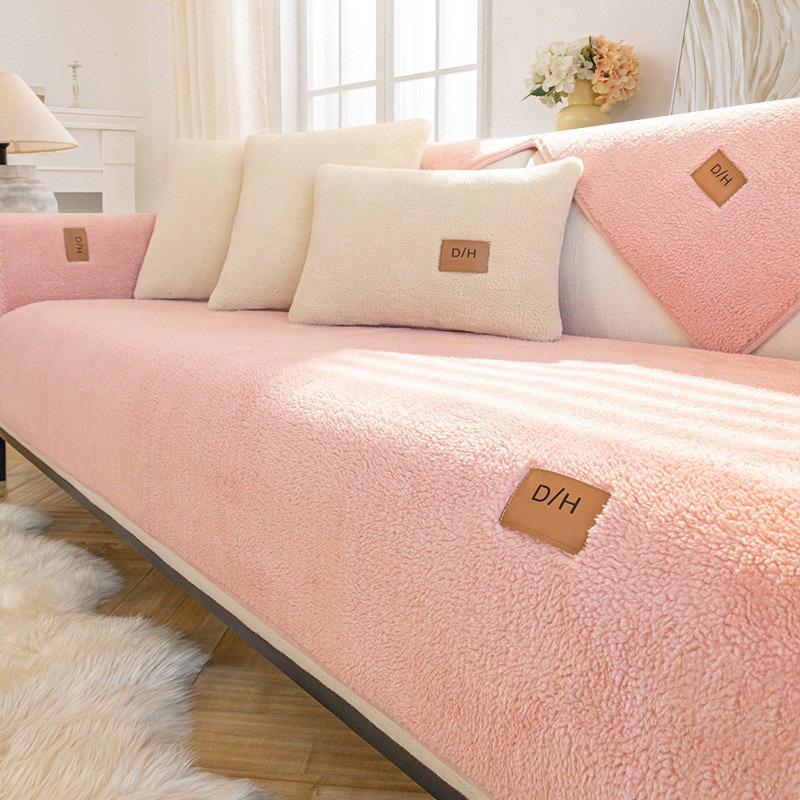 Winter Lamb Wool Thickened Plush Seat Cushion Non-Slip Leather Sofa Cover High-Grade Nordic Simple Sofa Cushion Winter Model