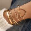 4PCS Fashion Creative Love Knotting Opening Bracelet Set Jewelry for Women Girls Ninche Design Alloy Bangle