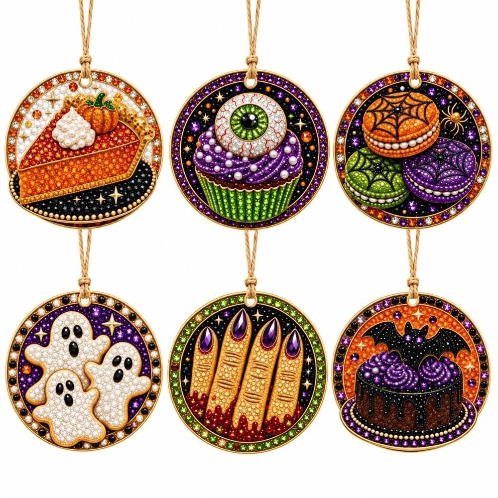 6pcs/set Metal Chain Diamond Painting Kit 3D Pearl Beads Hanging Suncatcher Craft  Christmas Decor