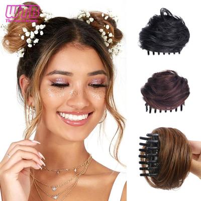 Синтетическая прямая эластичная резинка для волос, пучки для волос, женские шиньон-пончик, черный, коричневый, высокая прическа, зажим для наращивания волос