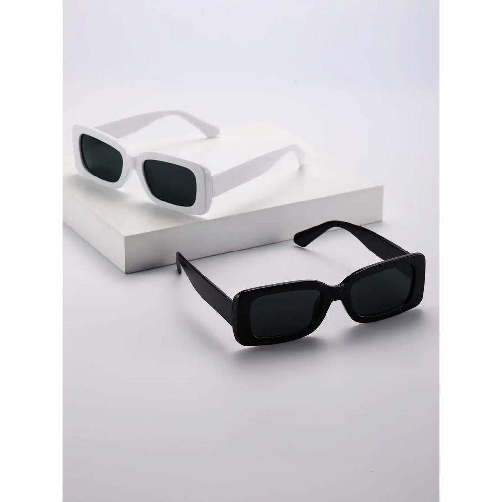 2/5 шт. S Пластиковые модные прямоугольные солнцезащитные очки для женщин и мужчин на каждый день, аксессуары для отпуска и пляжной вечеринки.