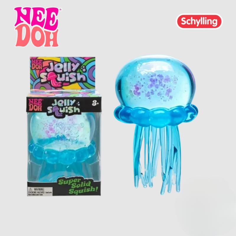 Assorted Color Needoh Jellyfish Fuzz Ball Squishy  Cute Jellyfish Design Stress Relief Relax Play Fun Toy Gift