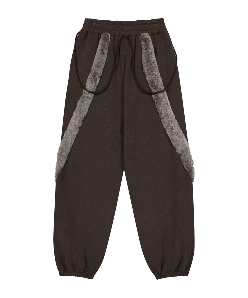 OJOS Side Fur Trim Sweatpants / Stone Brown