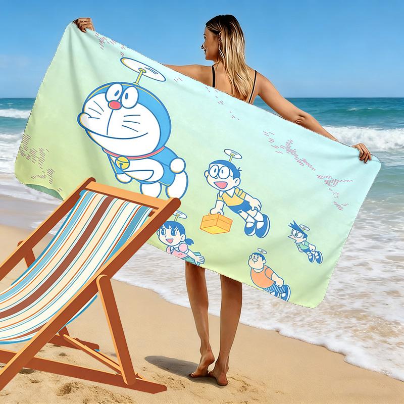 Doraemon3 Print Beach Towel, Large Soft Quick Dry Towel for Beach Camping Swimming