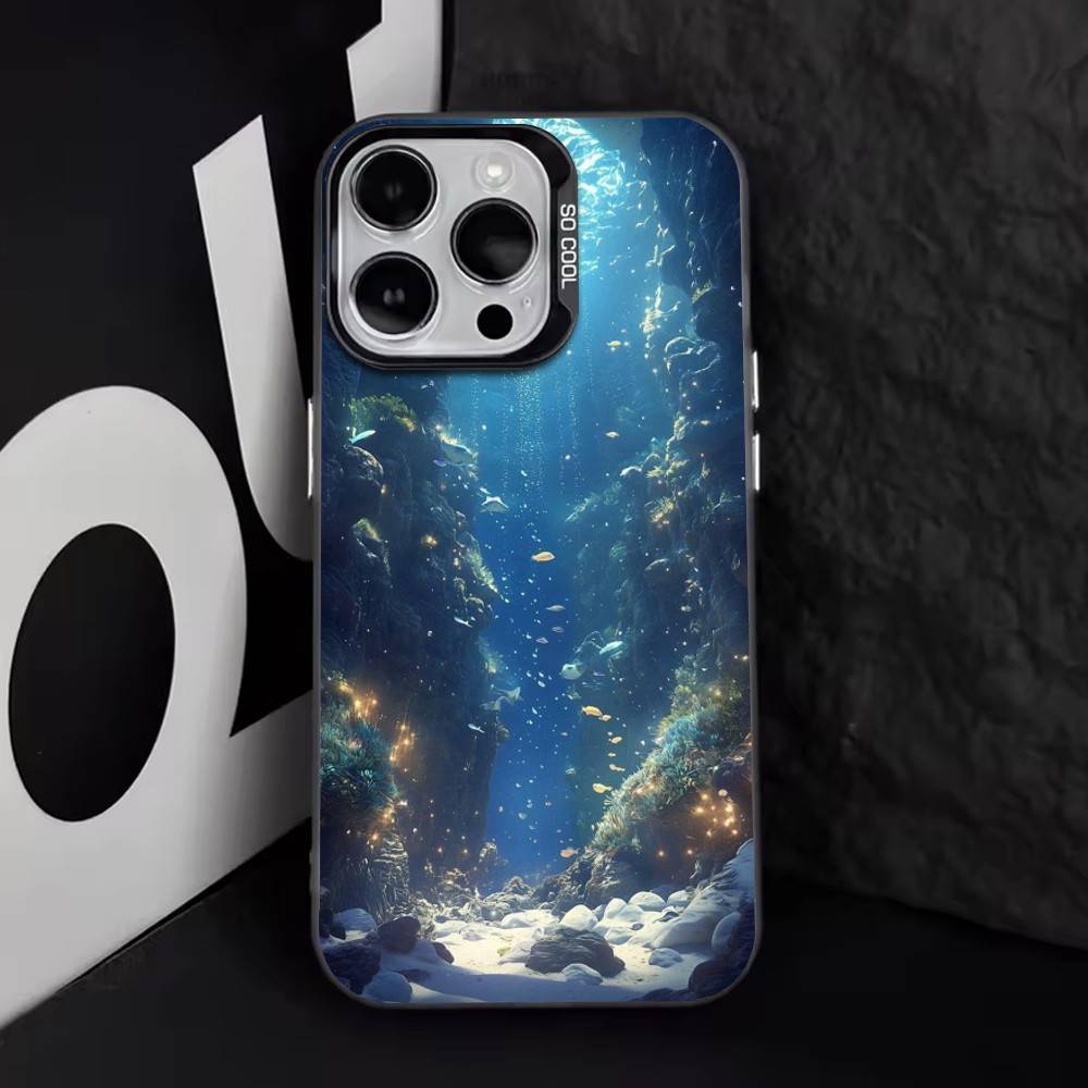 Текстура подводного мира Чехол для телефона Для iPhone 17,16,15,14,13,12,11 Plus,Pro Max,XS,Красочный серебристый Чехол для телефона Funda Cover