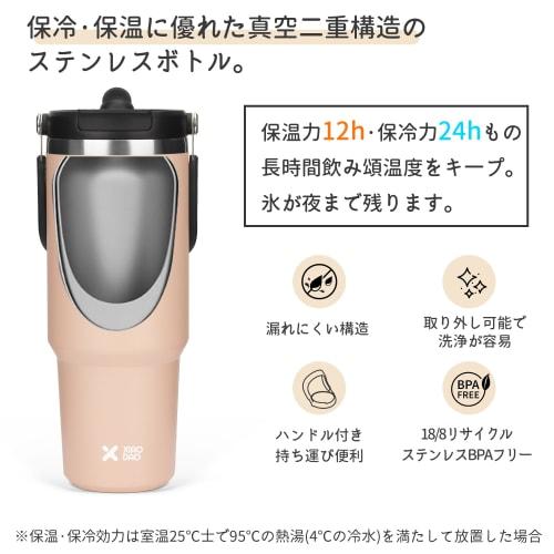 SKIASE Tumbler with Straw, 600ml Water Bottle, Vacuum Insulated, Keeps Hot or Cold, Wide Mouth, Direct Drinking, with Lid, Handle, Spill-Proof, Perfec