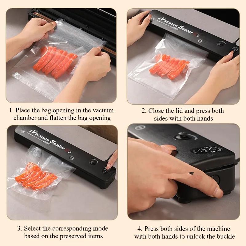 Kitchen Gadgets Food Vacuum Sealer Home Sealing Machine Food Storage Plastic Bags Sealer Portable Food Preservation Machine