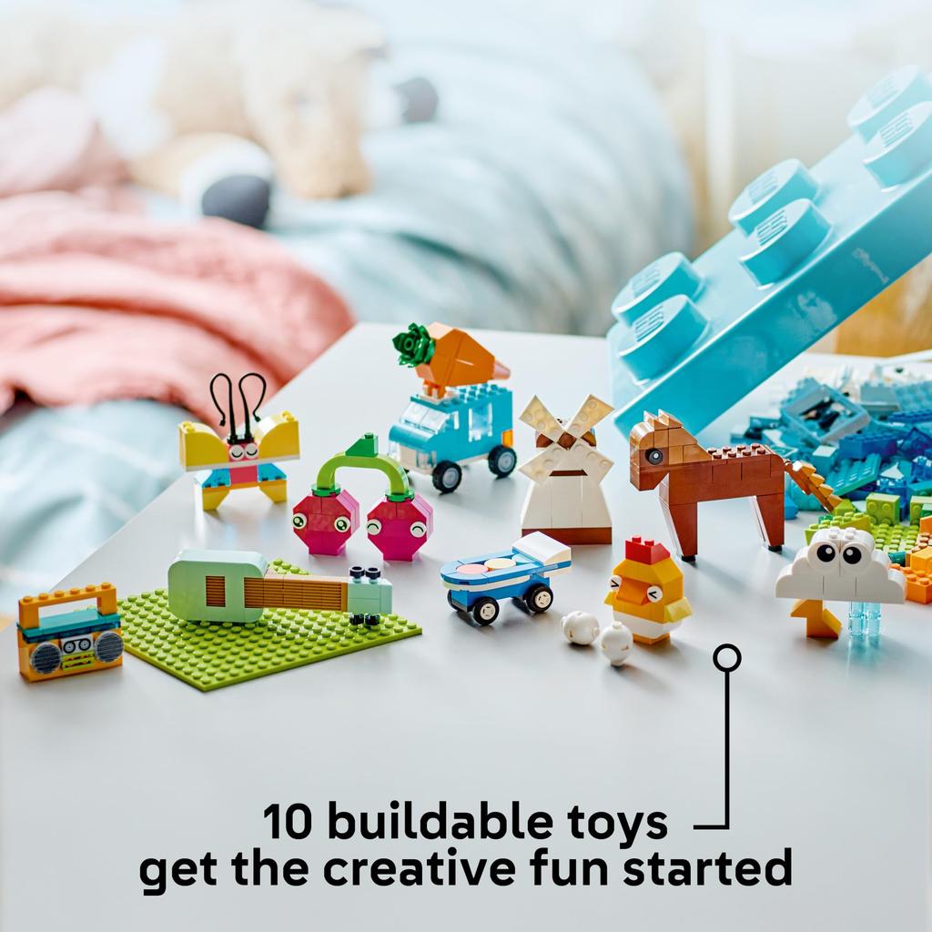 LEGO Классический яркий креативный набор для творчества, игрушки для сенсорных игрушек для детей, креативный конструктор с самолетом и многим другим, подарок на день рождения для ребенка 4 лет