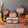 6pcs Vintage Pumpkin  Autumn Orange Brown Tablecloth Placement Dining Centerpiece Faux Wood Party Farmhouse Home Decor