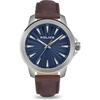 Мужские кварцевые часы - POLICE - Mensor PEWJA2207803 - Нержавеющая сталь - Синий циферблат - Коричневый кожаный ремешок