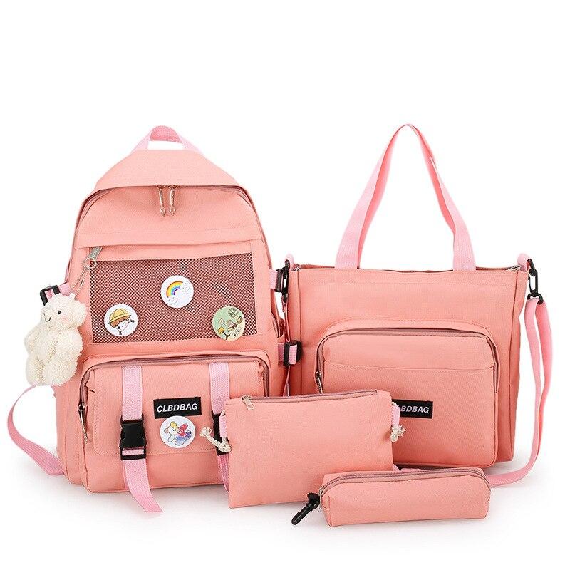 4 шт., комплект школьных сумок, новые холщовые школьные сумки для девочек-подростков, милые школьные рюкзаки для ноутбуков, женские дорожные сумки, студенческие сумки для книг