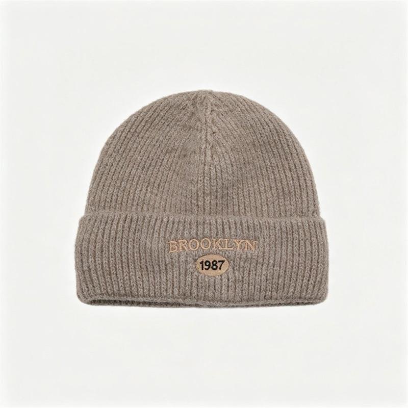 Women's Autumn and Winter Ear Protector Pullover Hat Alphabet Baotou Hat Outdoor Warm Hat Small Knitted Hat Cold Hat