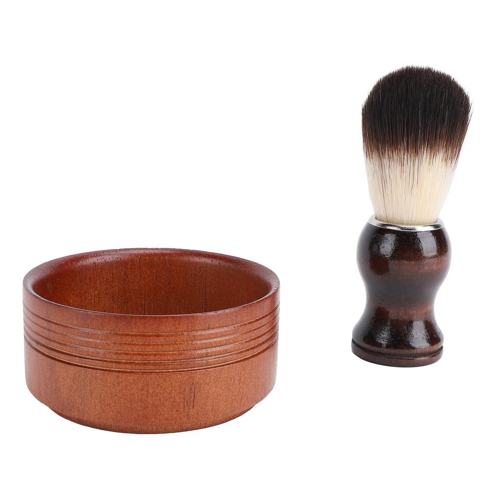 Wood Shaving Brush Set Grooming Kit Synthetic Hair Removes Debris Shaving Brush and Bowl for Men