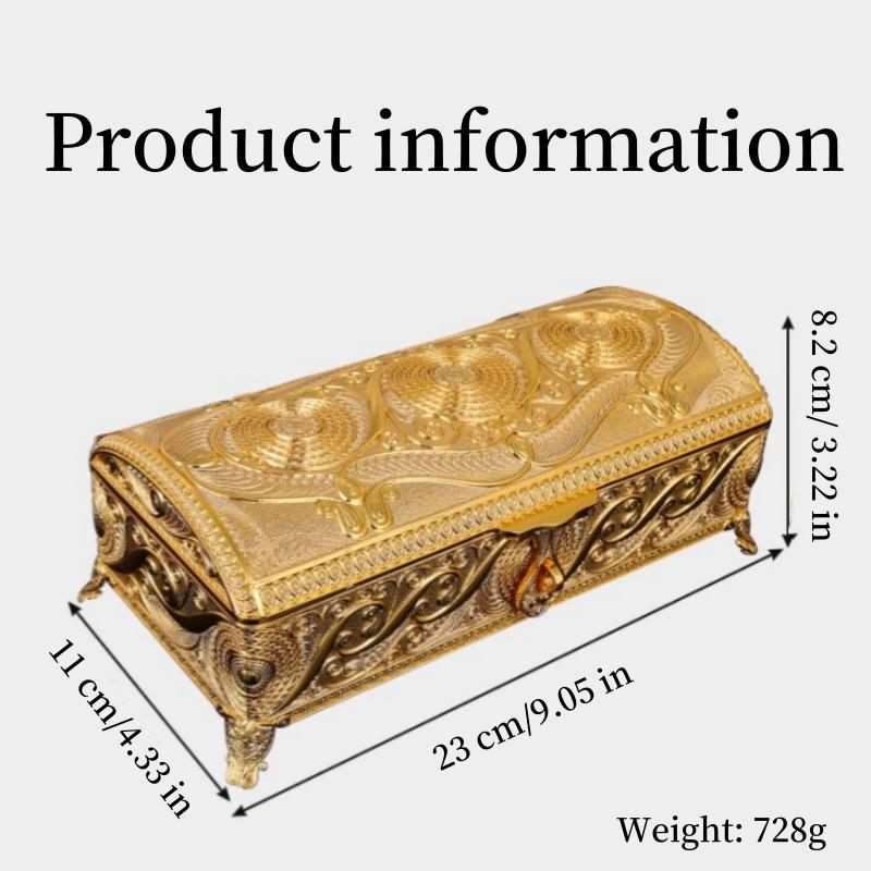 Коробка для хранения украшений большого размера, Органайзер, Европейский стиль, Прямоугольная, Эмалированная, Золотой сплав, Банка для хранения колец, Настольный дисплей